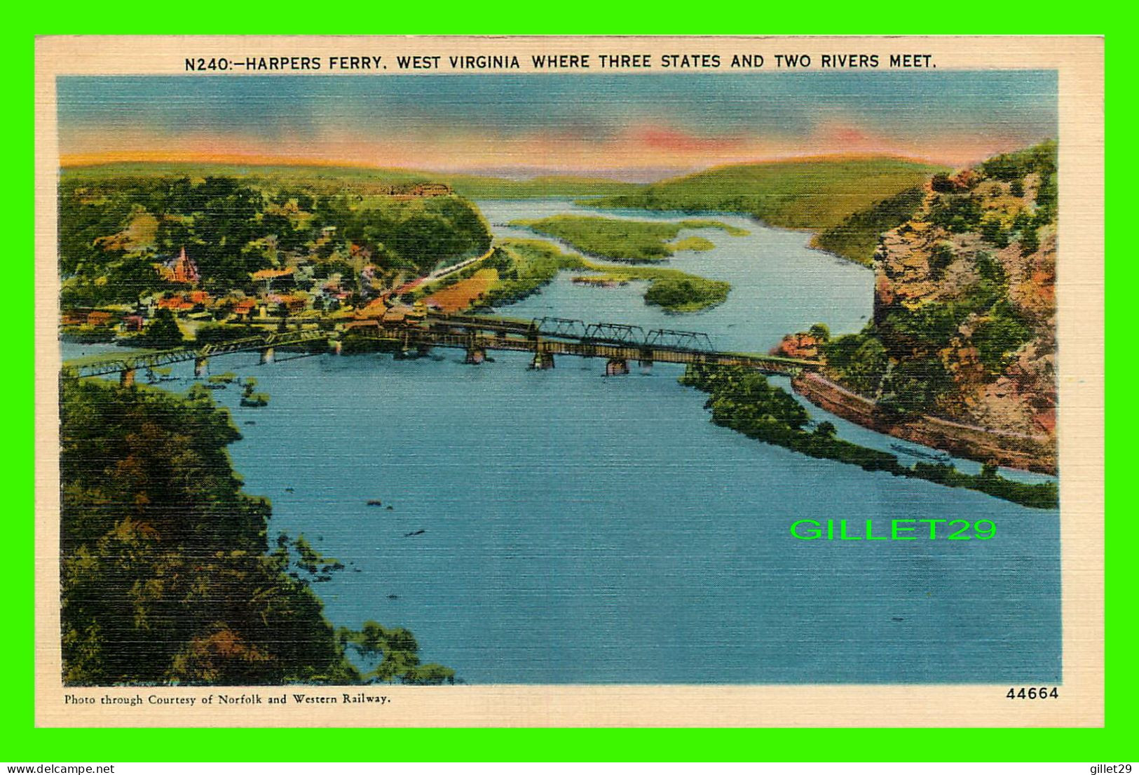 HARPERS FERRY, WV - WHERE THREE STATES AND TWO RIVERS MEET - NORFOLK AND WESTERN RAILWAY - PUB ASHEVILLE - - Andere & Zonder Classificatie