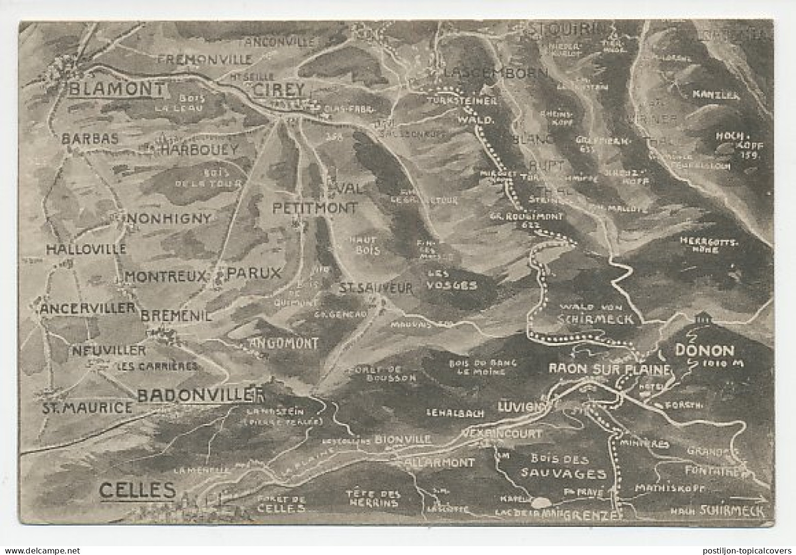 Fieldpost Postcard Germany / France 1915 Map Of France - WWI - Geography