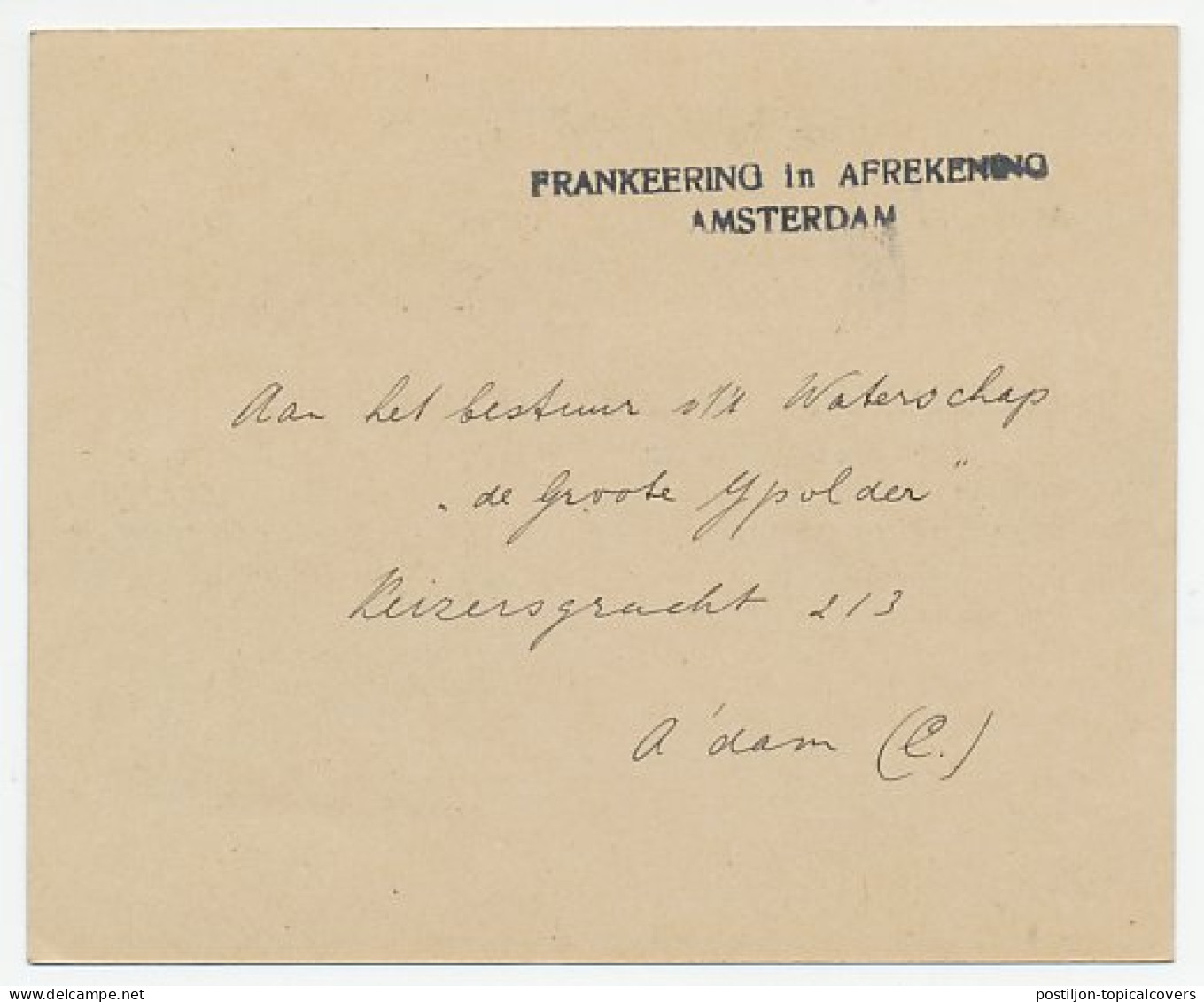 Locaal Te Amsterdam 1945 - Frankeering In Afrekening - Andere & Zonder Classificatie