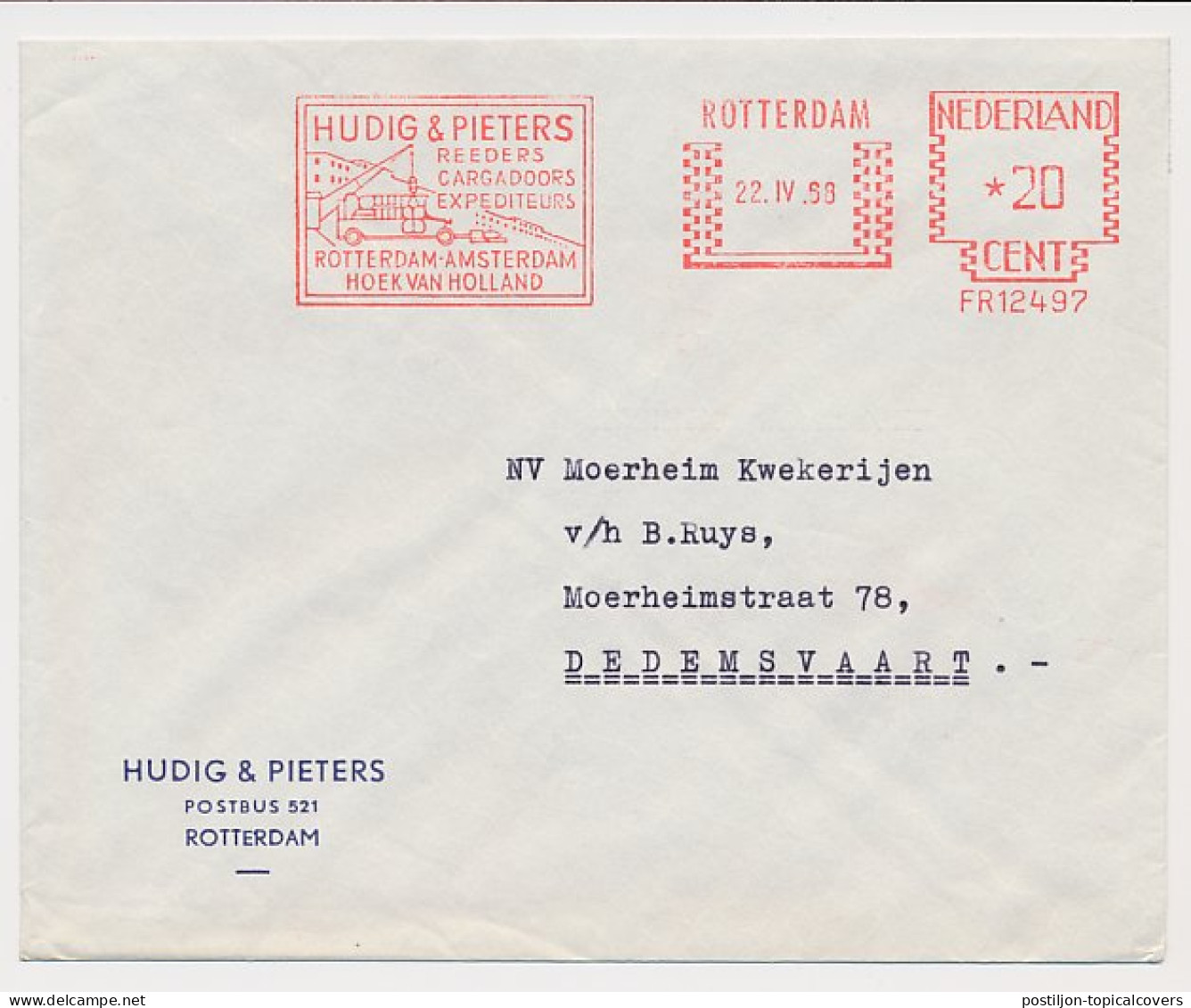 Meter Cover Netherlands 1968 - Francotyp 12497 Shipping - Shipbrokers - Forwarders - Autres & Non Classés