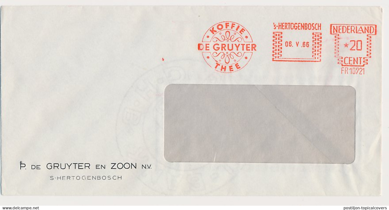 Meter Cover Netherlands 1966 Coffee - Tea - De Gruyter - S Hertogenbosch - Autres & Non Classés