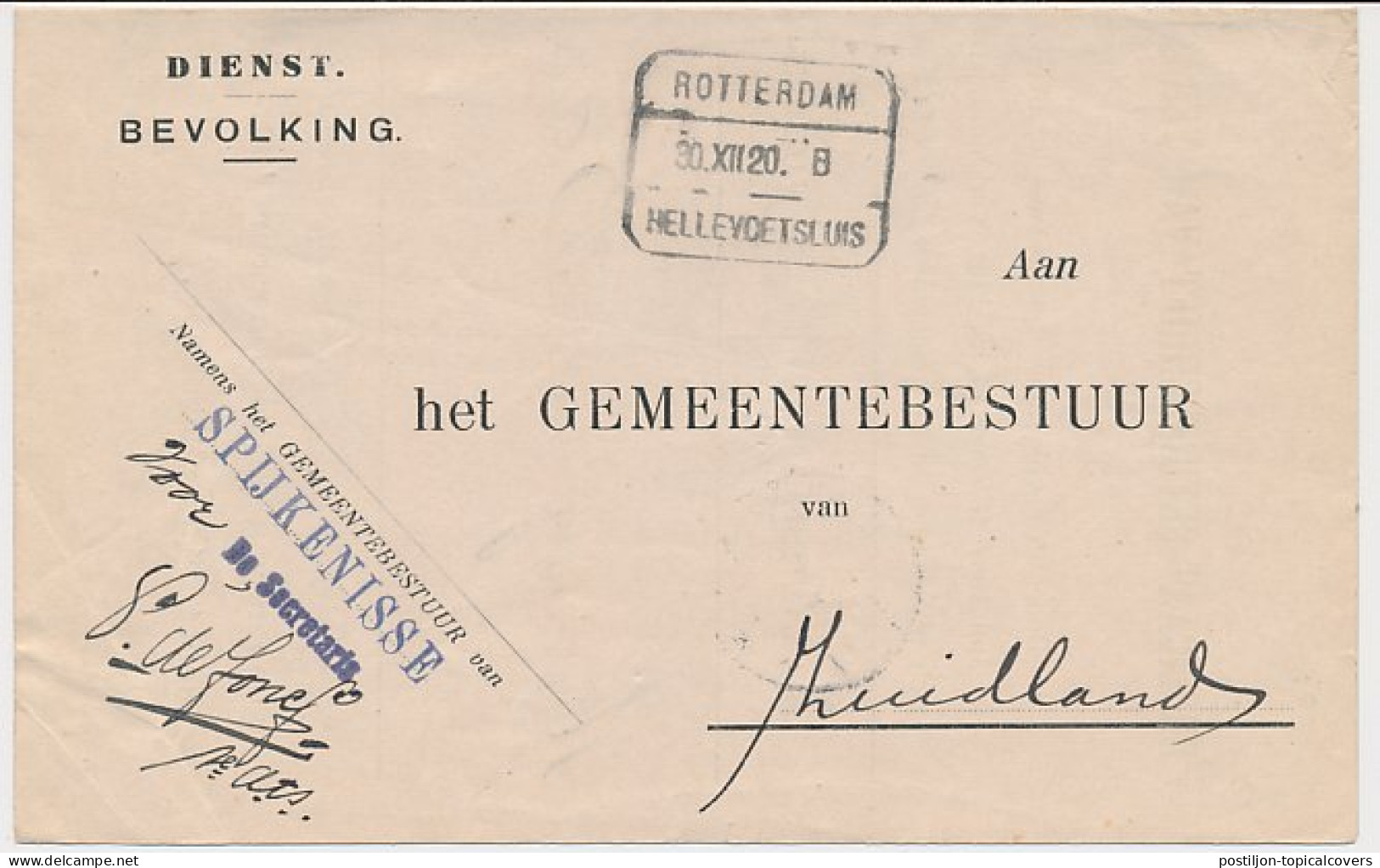 Treinblokstempel : Rotterdam - Hellevoetsluis B 1920 Spijkenisse - Ohne Zuordnung