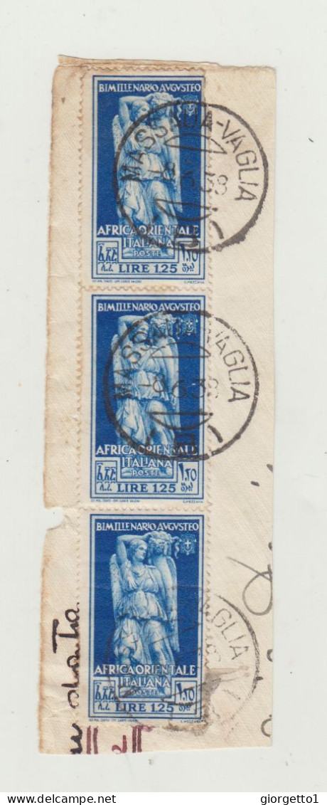 FRANCOBOLLI RITAGLIATA DA BUSTA - MASSAUA ERITREA DEL 1938 - AFRICA ORIENTALE ITALIANA WW2 - Poststempel