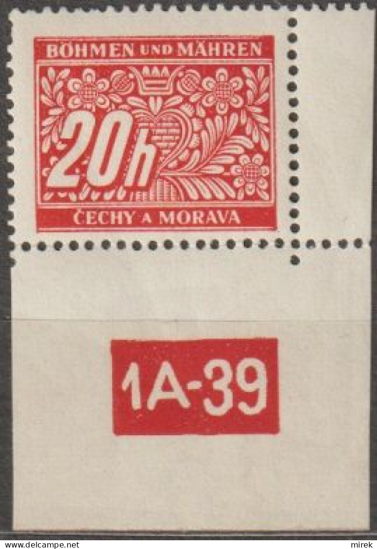 045/ Pof. DL 3, Corner Stamp, Perforated Border, Plate Number 1A-39 - Nuovi