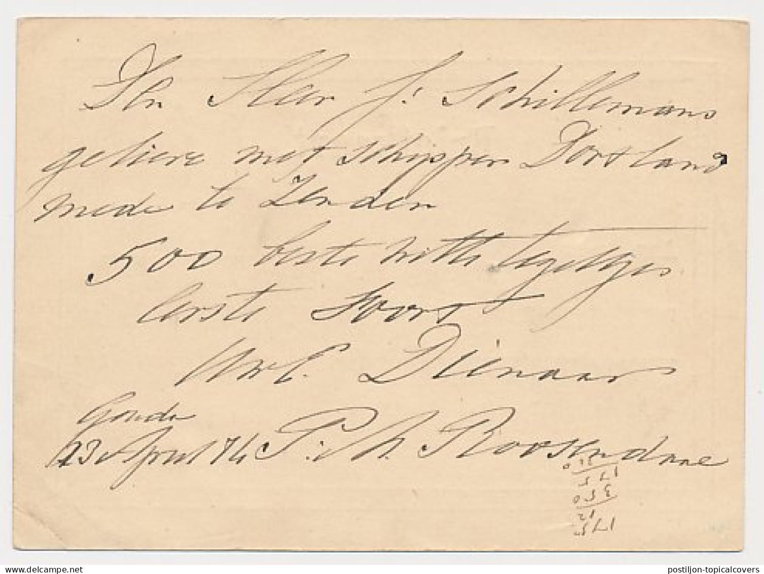 N.R. Spoorweg - Trein Haltestempel Gouda 1874 - Cartas & Documentos