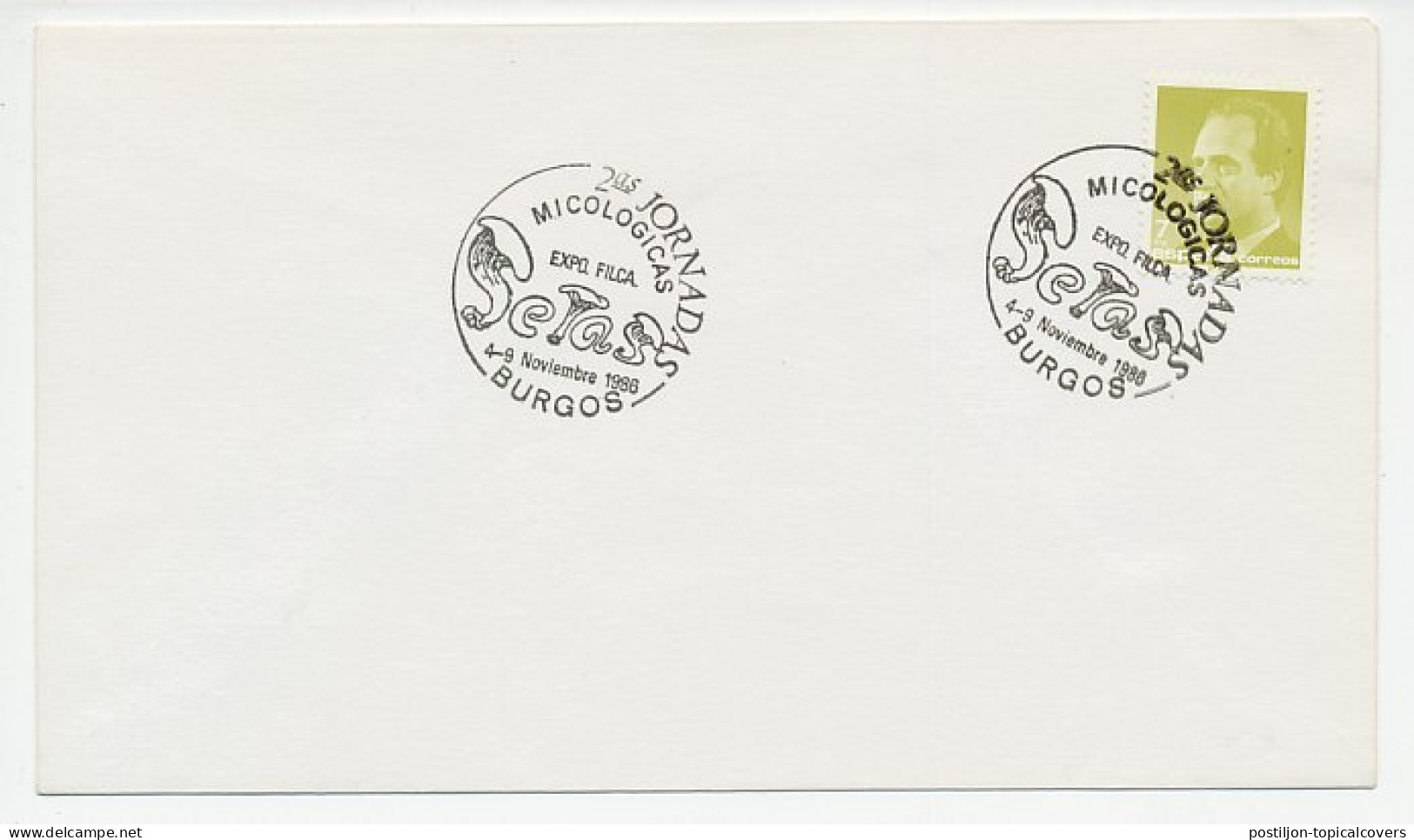 Cover / Postmark Spain 1986 Mushroom - Paddestoelen