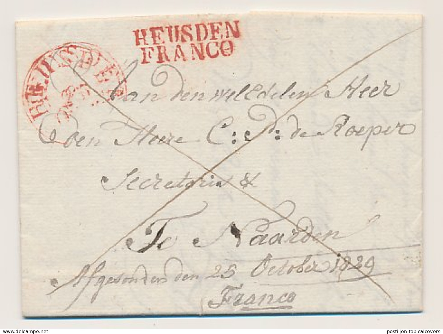 HEUSDEN FRANCO - Naarden 1829 - ...-1852 Prephilately