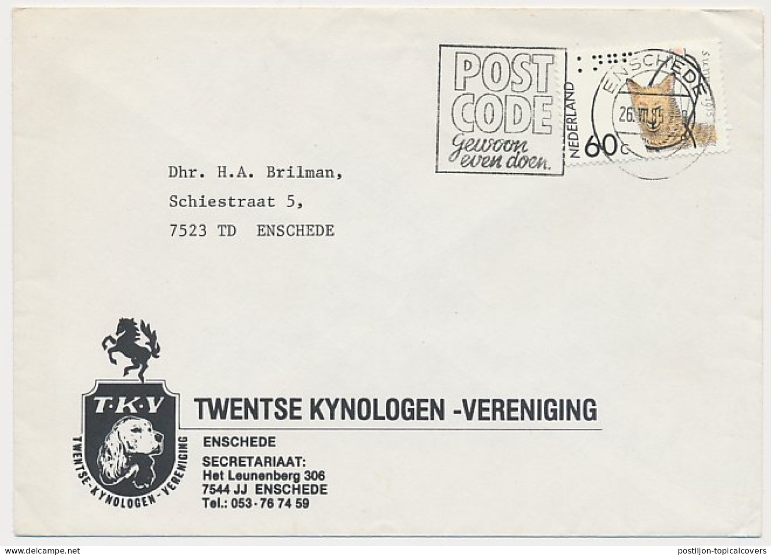 Envelop Enschede 1985 - Twentse Kynologen Vereniging - Hond - Ohne Zuordnung