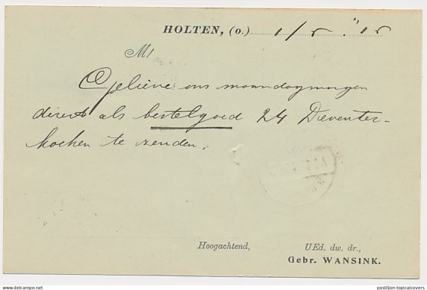 Firma Briefkaart Holten 1915 - Stoom Zuivelfabriek - Ohne Zuordnung