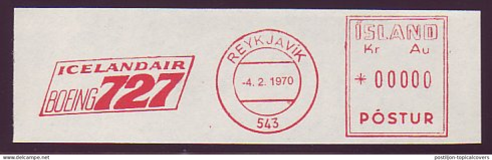 Proof / Specimen Meter Cut Iceland 1970 IcelandAir - Boeing 727 - Flugzeuge