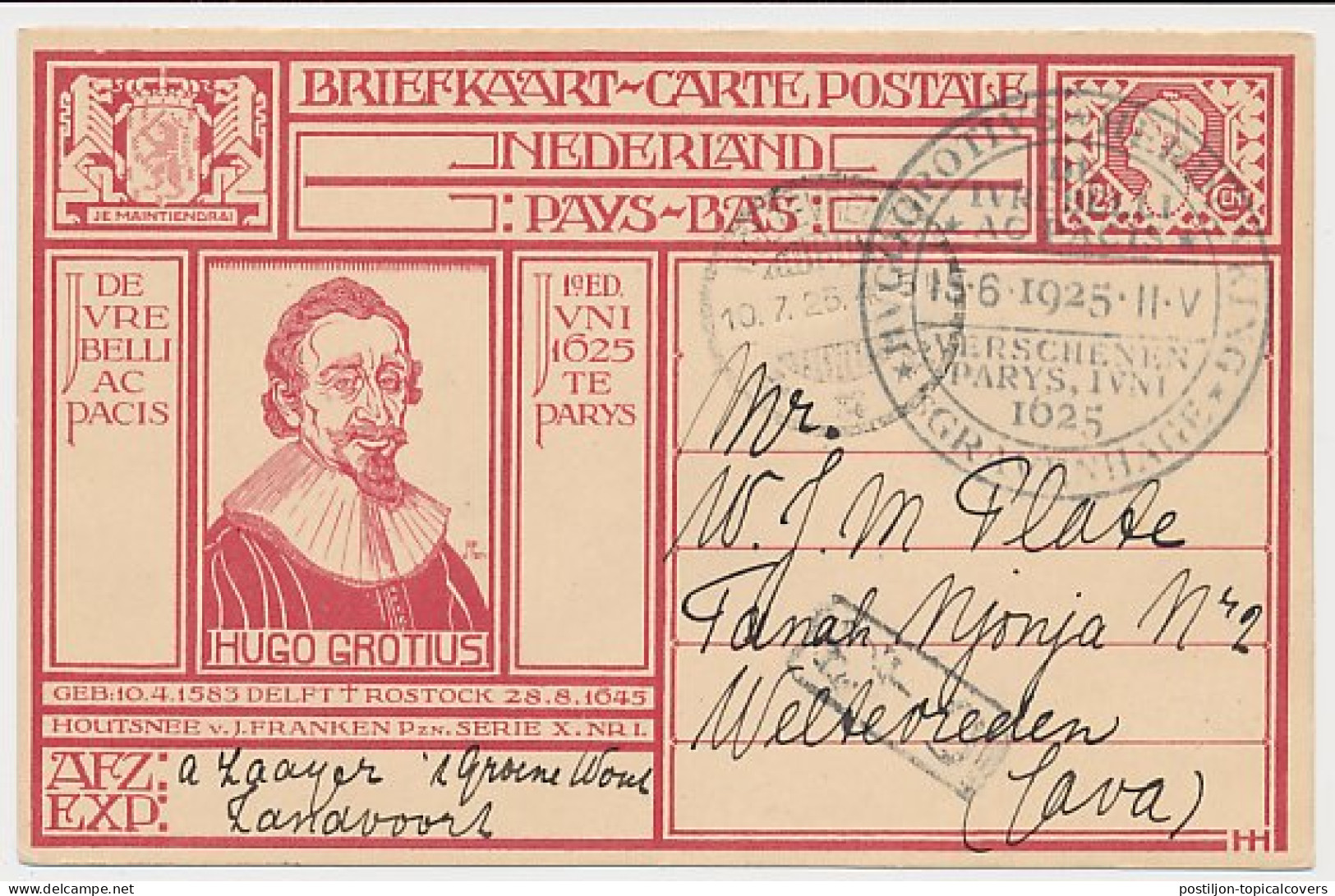 Briefkaart G. 207 S Gravenhage - Nederlandsch Indie 1925  - Ganzsachen