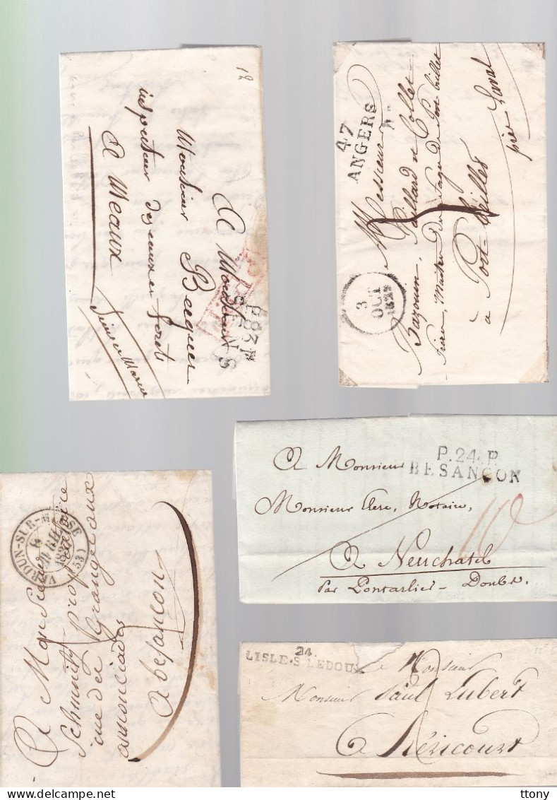 5 Lettres  Dite Précurseurs  Sur  Lettre   Ou Enveloppe 4  Marques  Postales Différentes 1837 - 1825 - 1821 - 1829 - 182 - 1801-1848: Precursors XIX