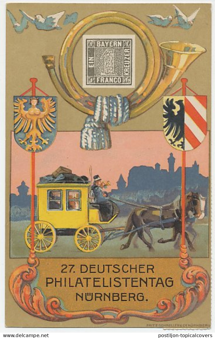 Postal Stationery Germany 1921 Philatelic Day Nurnberg - Bayern - Mail Coach - Altri & Non Classificati