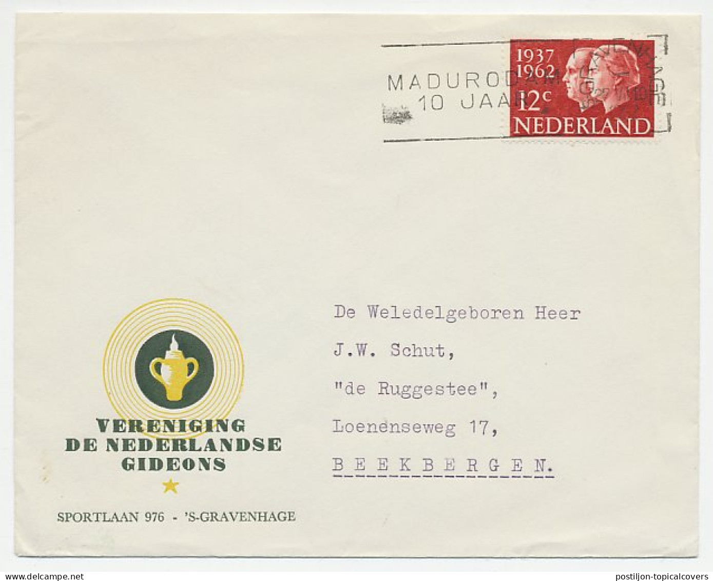 Envelop Den Haag 1962 - Vereniging De Nederlandse Gideons - Ohne Zuordnung