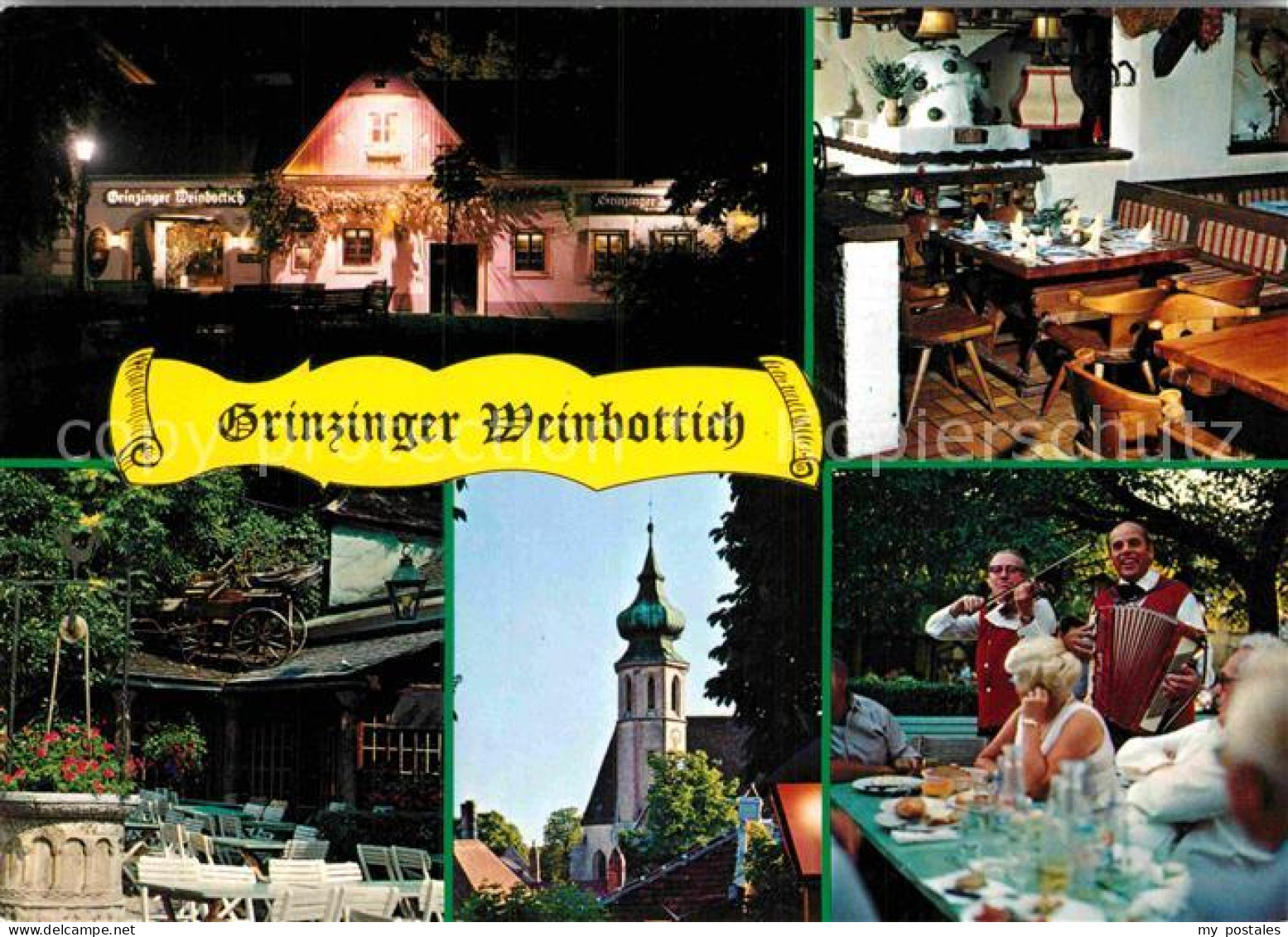 72895554 Wien Grinzinger Weinbottich Heurigenrestaurant Garten Kirche Gaststube  - Andere & Zonder Classificatie