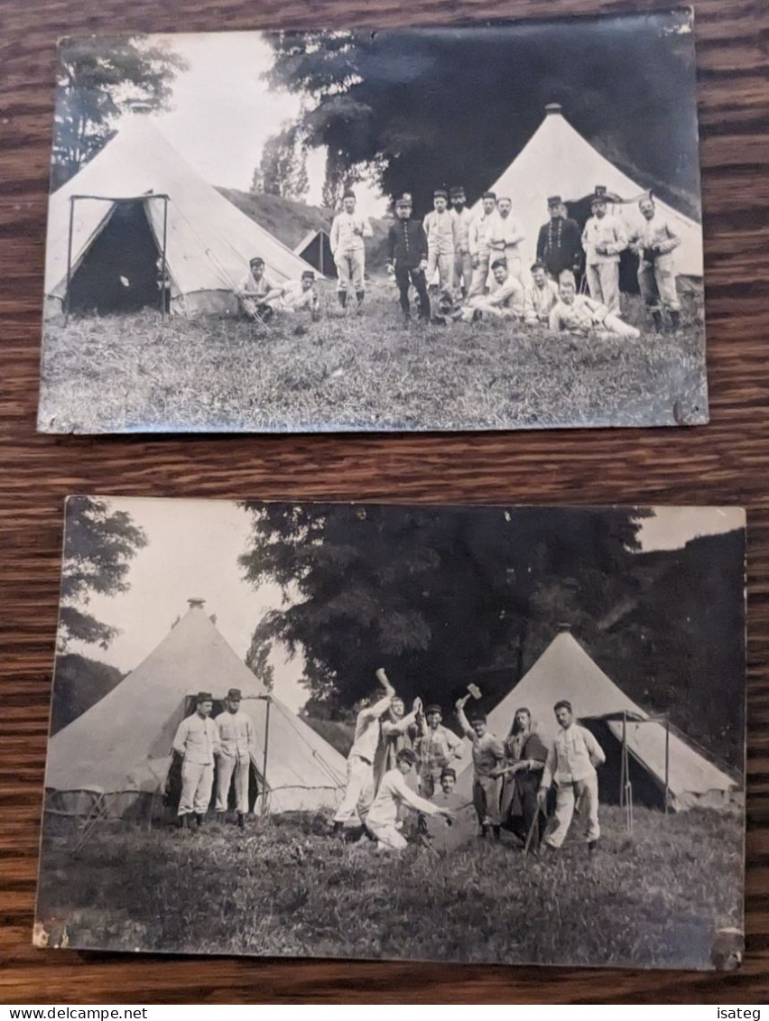 Lot De 2 Cartes Postales Anciennes : Camp De Militaires - Non Classés