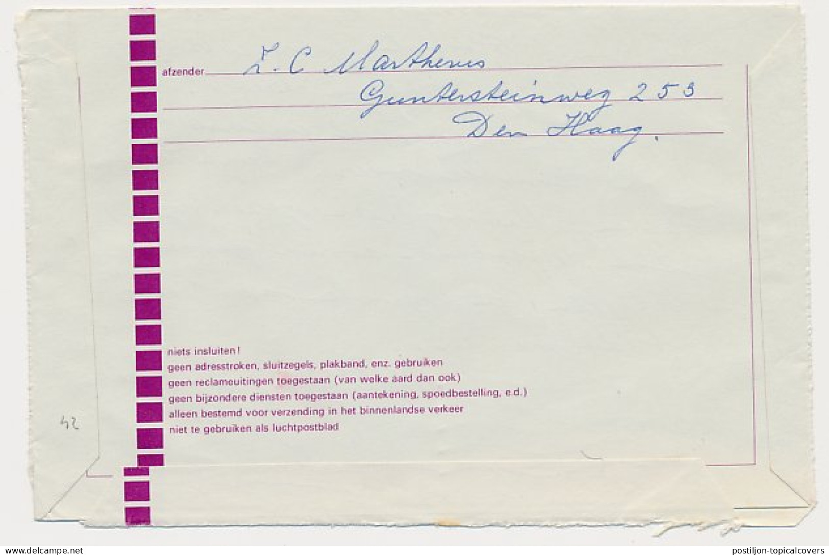 Postblad G. 24 Den Haag - Krommenie 1976 - Postwaardestukken