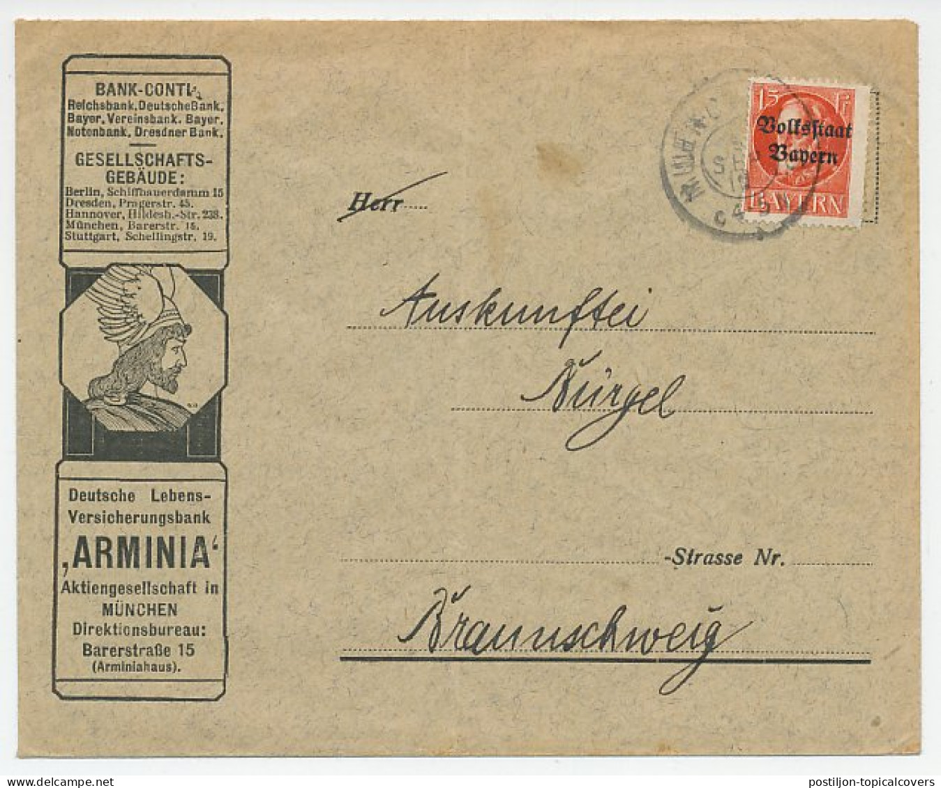 Illustrated Cover Bayern / Germany 1919 Hermes - Bank Arminia - Mitología