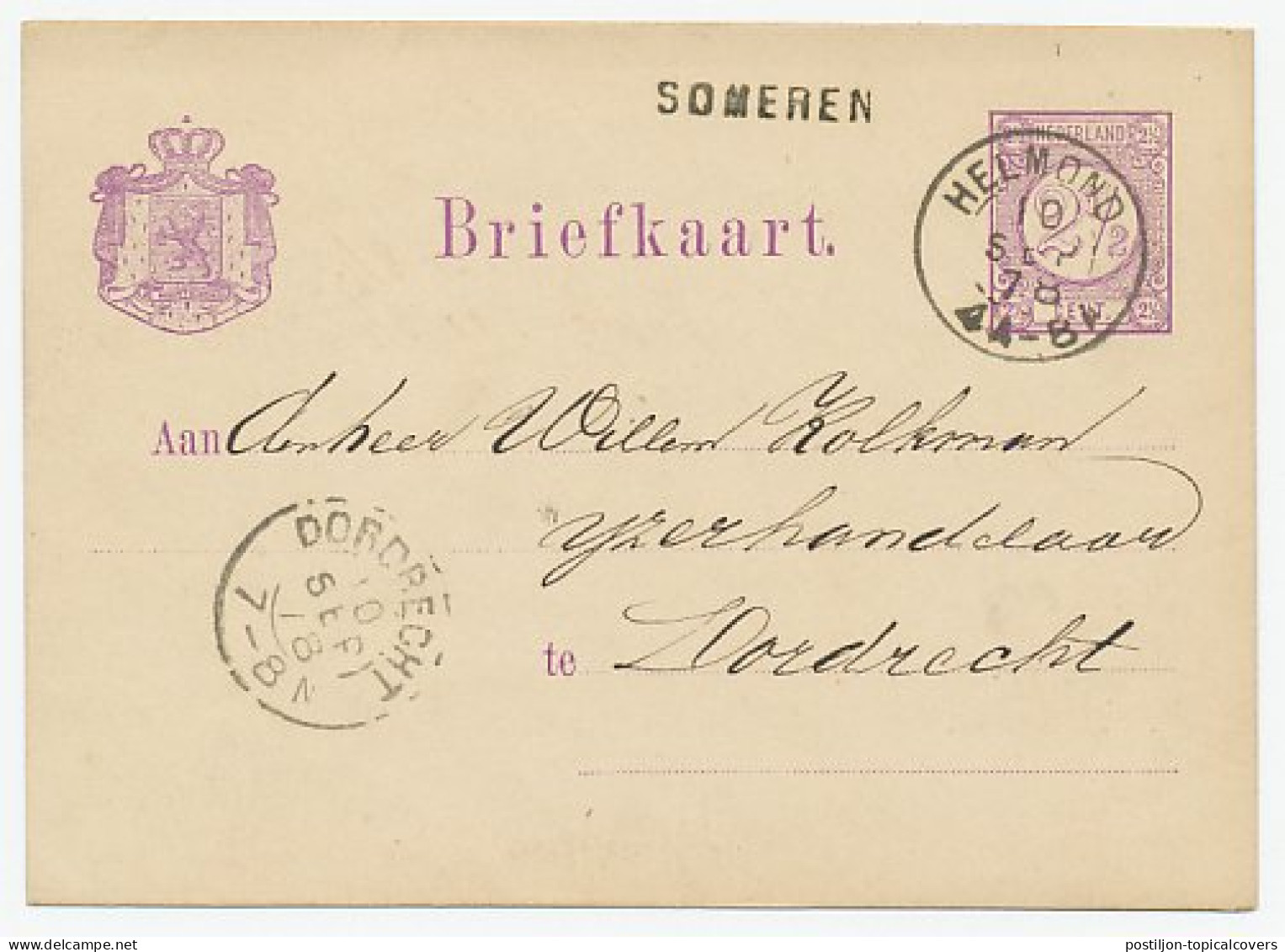 Naamstempel Someren 1878 - Briefe U. Dokumente