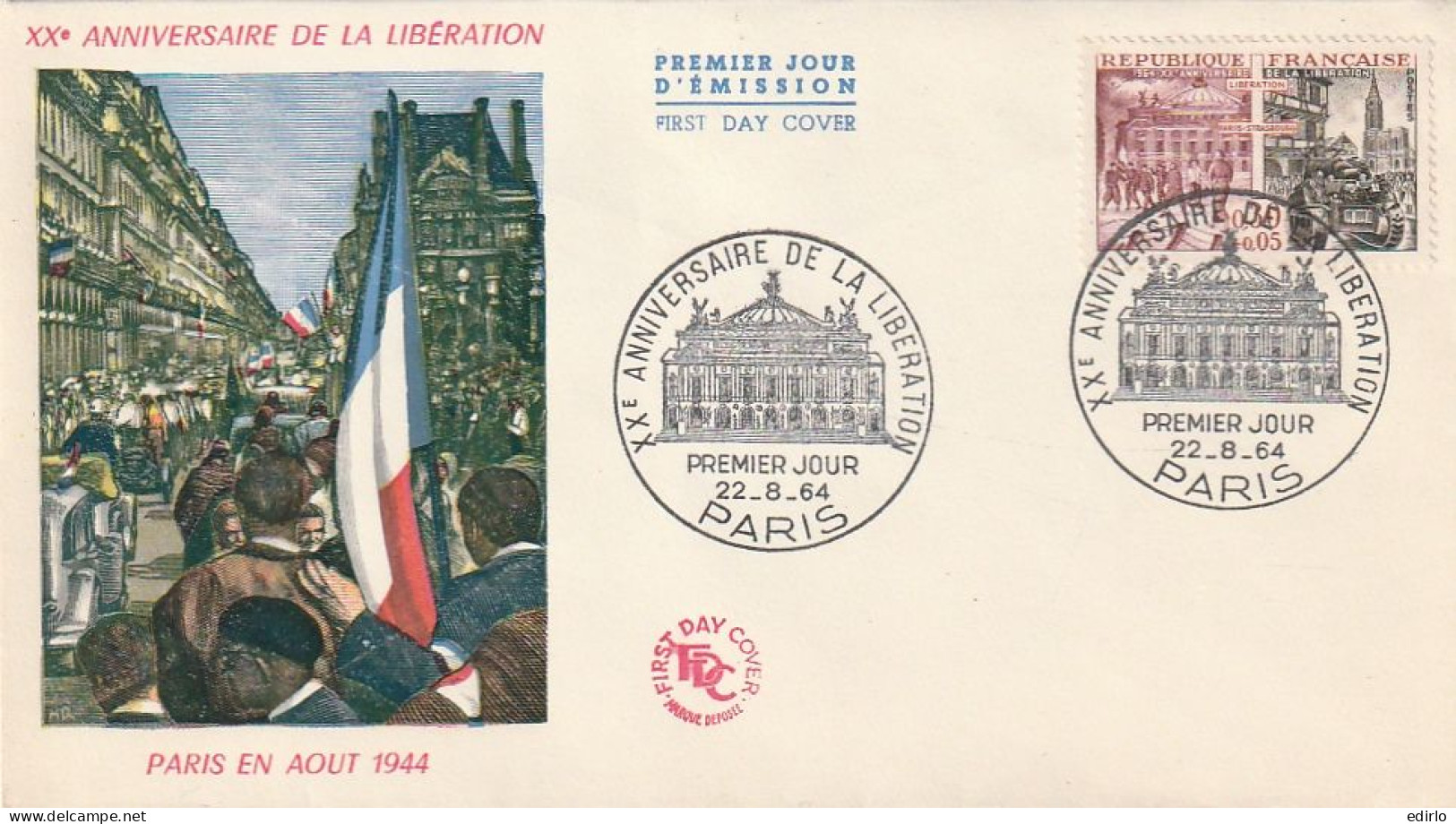 ///   FRANCE ///    PREMIER JOUR ---  FDC  ---  XX Anniversaire De La Libération - 1960-1969