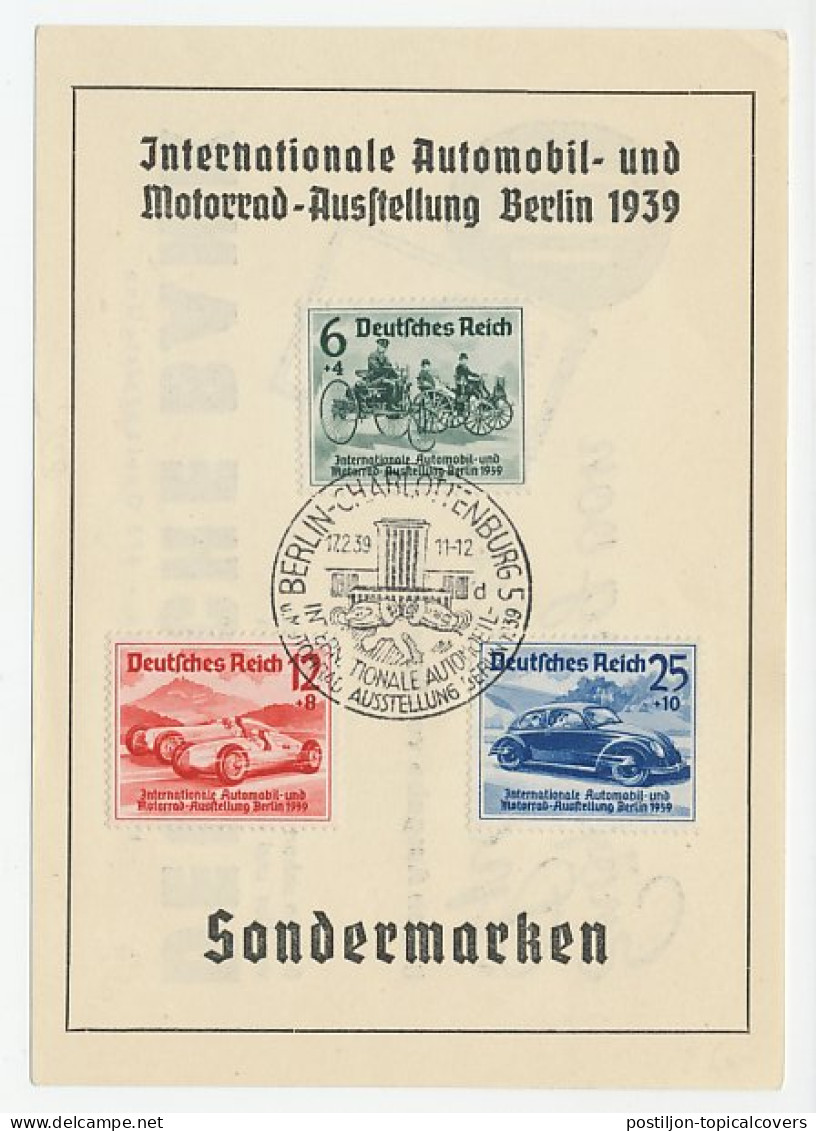 Card / Postmark Deutsches Reich / Germany 1939 Car Exhibition  - Automobili