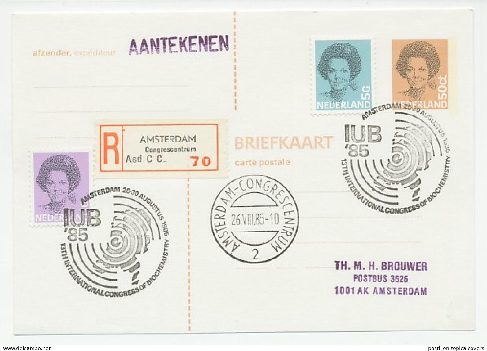 Aangetekend Amsterdam 1985 - Congrescentrum - Int. Congress - Ohne Zuordnung