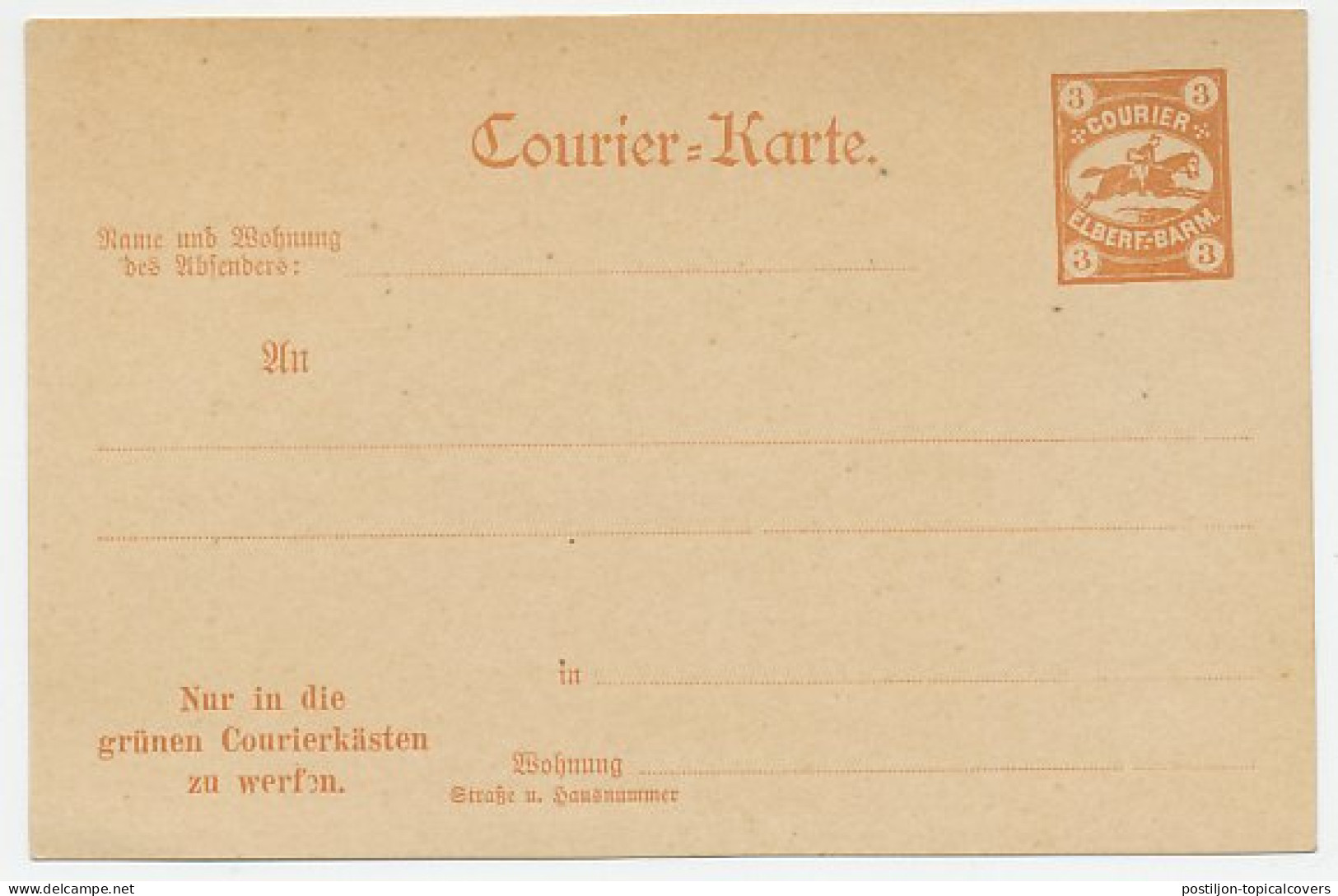 Private Local Stationery Elberfeld Barmen Germany Courier Mail - Horse - Reitsport