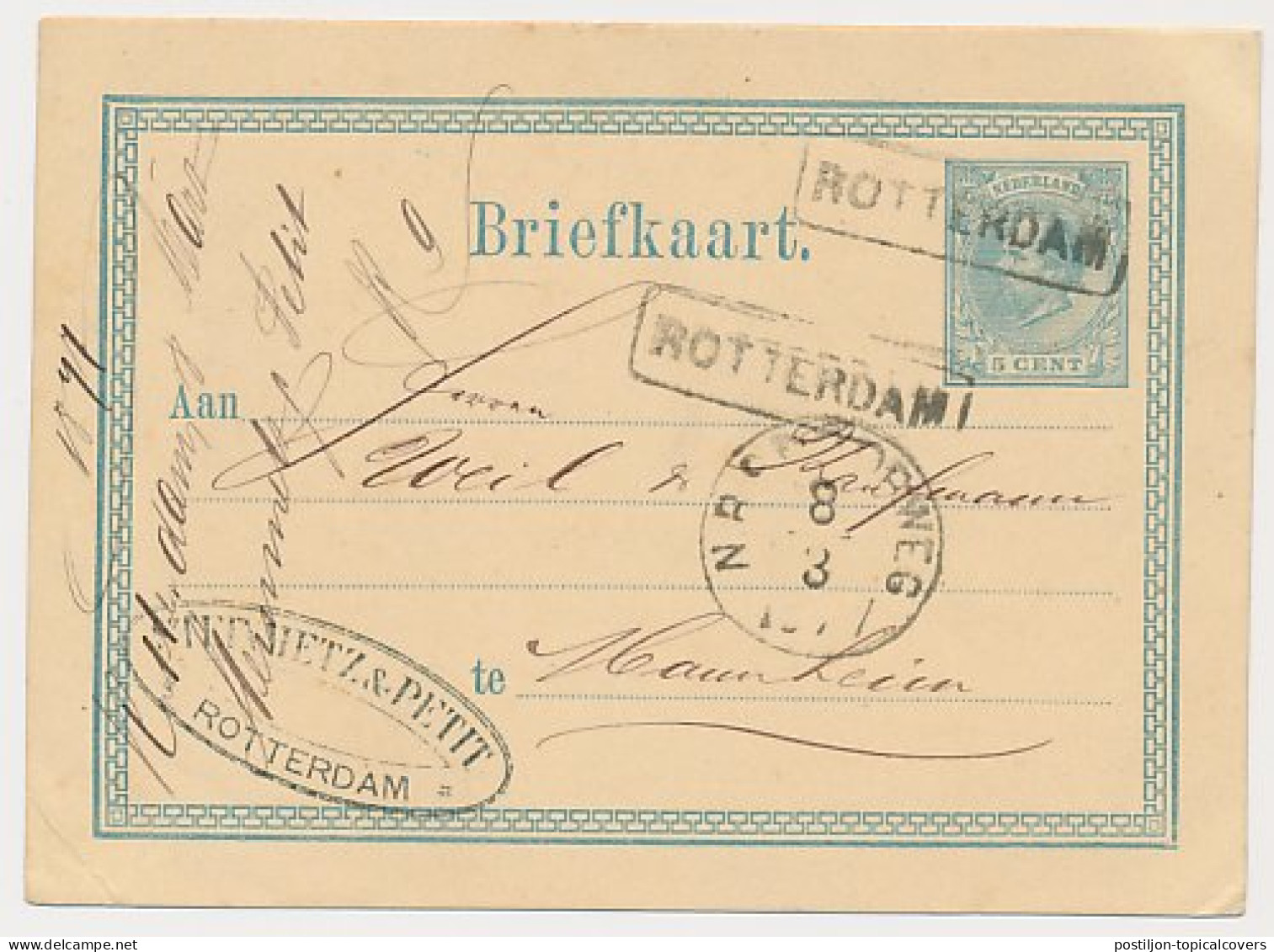 N.R. Spoorweg - Trein Haltestempel Rotterdam 1872 - Cartas & Documentos