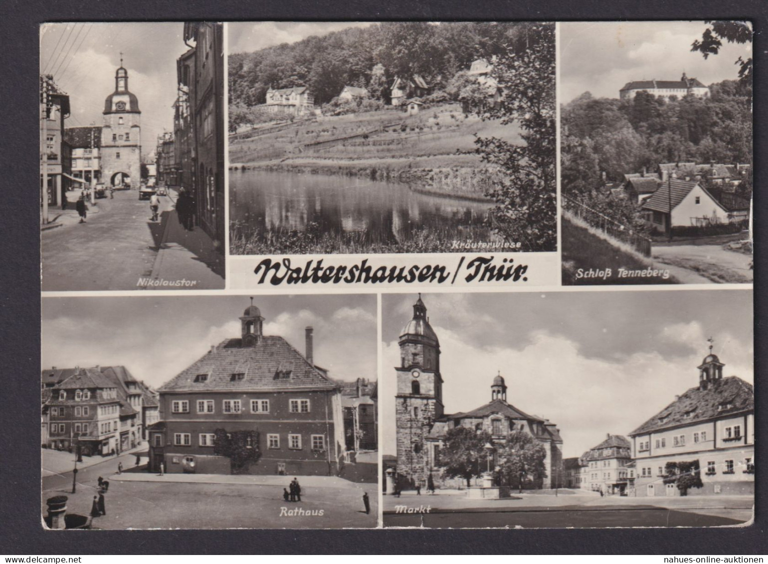 Ansichtskarte Waltershausen Thüringen Schloß Tenneberg Nikolaustor Rathaus - Other & Unclassified