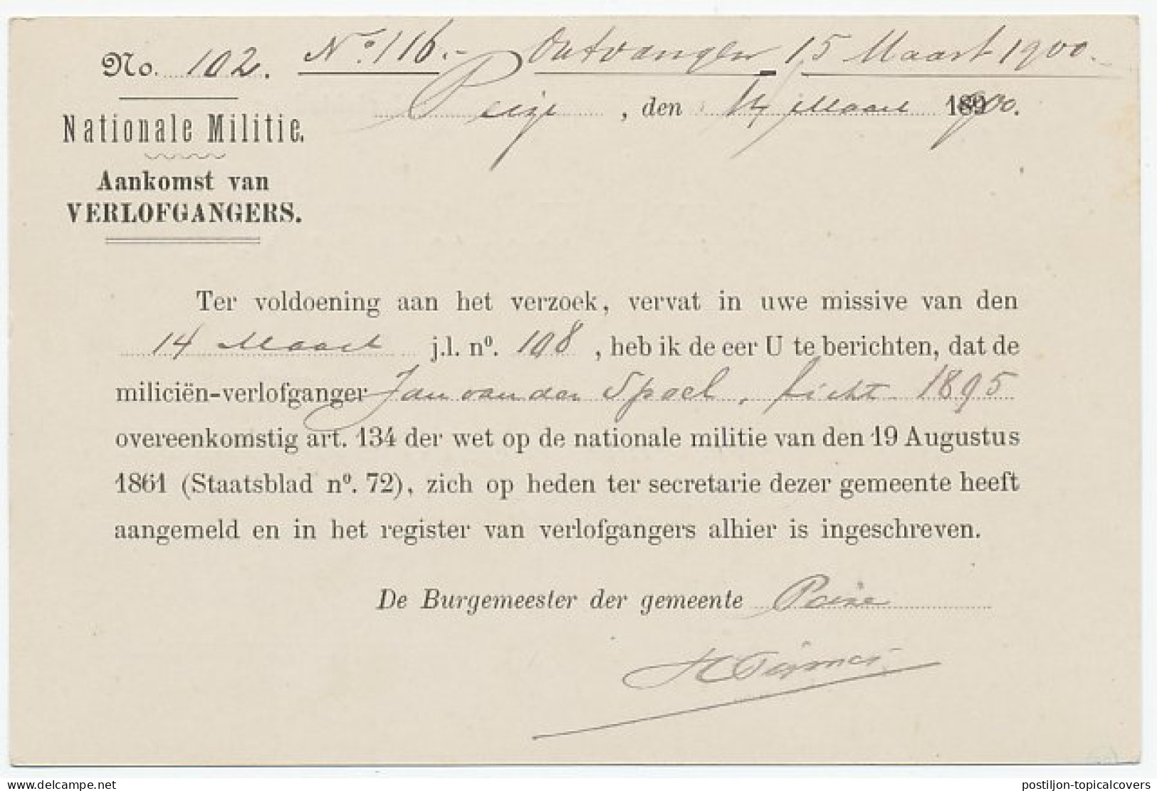 Kleinrondstempel Peize 1900 - Non Classificati