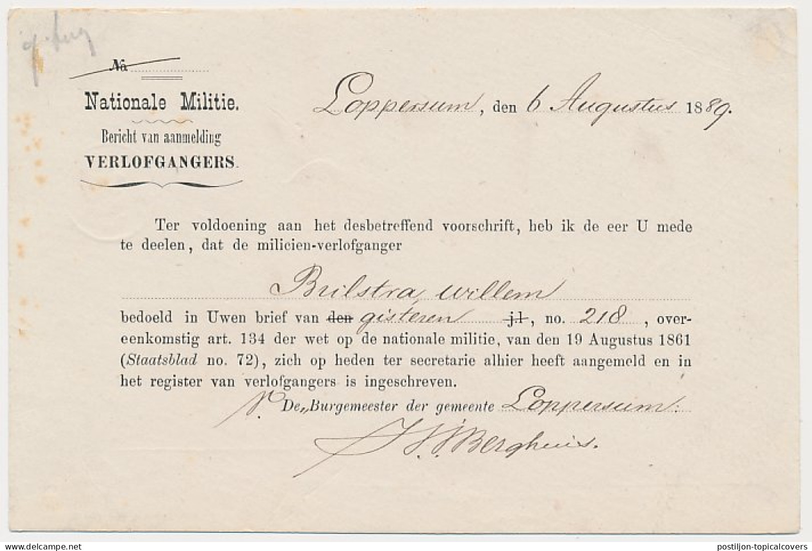 Kleinrondstempel Loppersum 1889 - Ohne Zuordnung