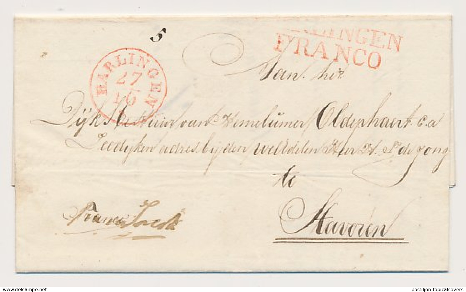 HARLINGEN FRANCO - Stavoren 1843 - ...-1852 Préphilatélie