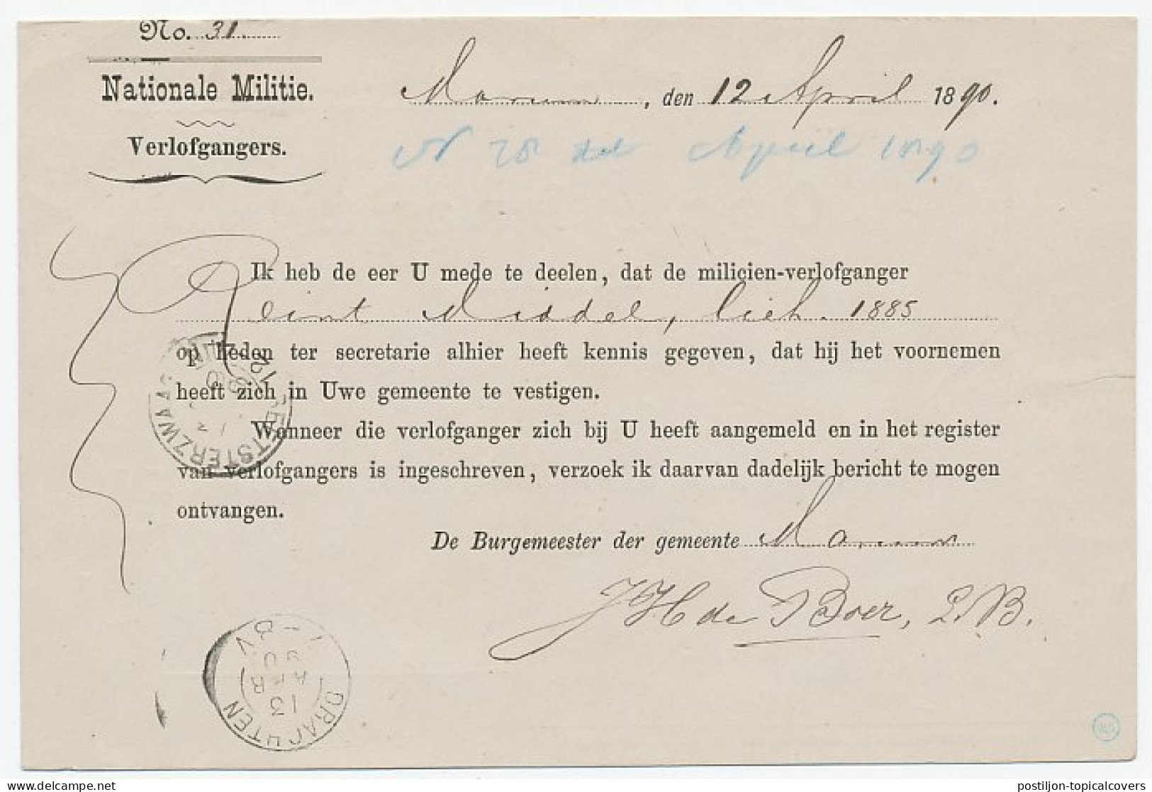 Kleinrondstempel Marum 1890 - Unclassified