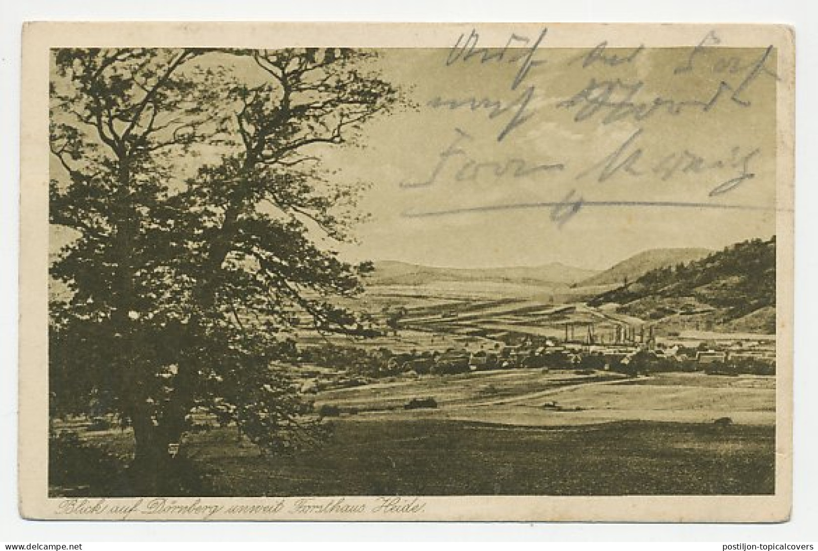 Fieldpost Postcard Germany 1914 Forsthaus Heide - Ohligs - Árboles