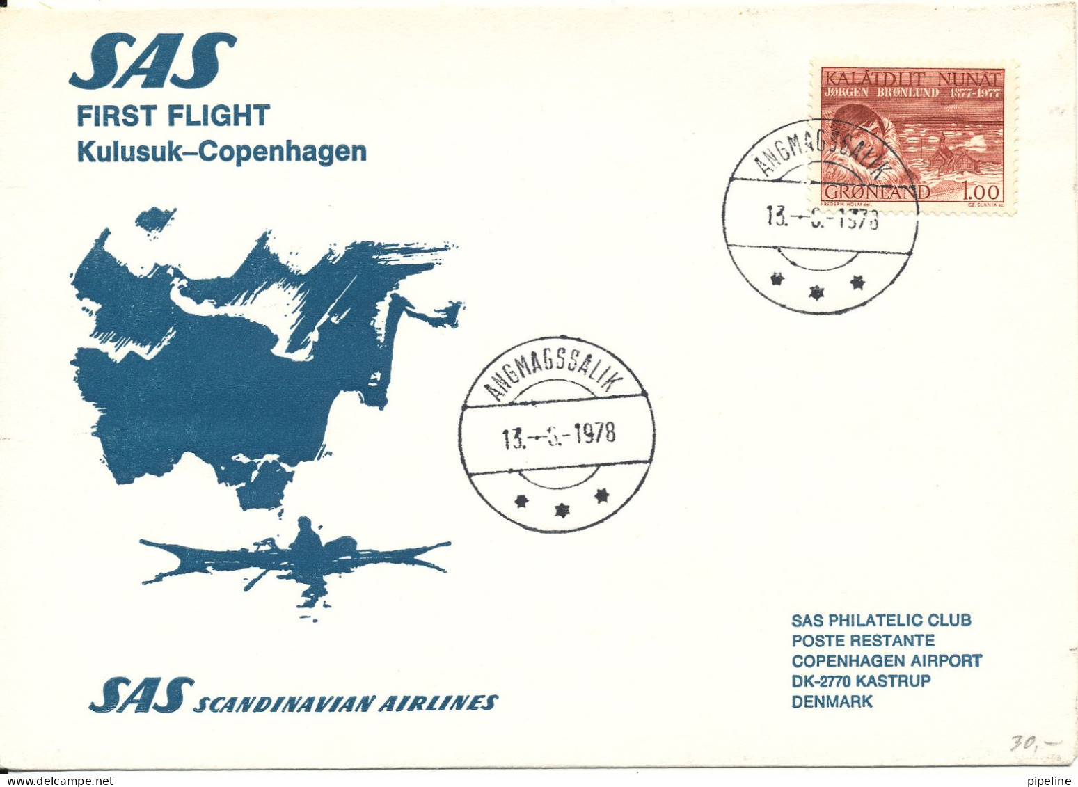 Greenland SAS First Flight Kulusuk - Copenhagen 13-6-1978 - Cartas & Documentos