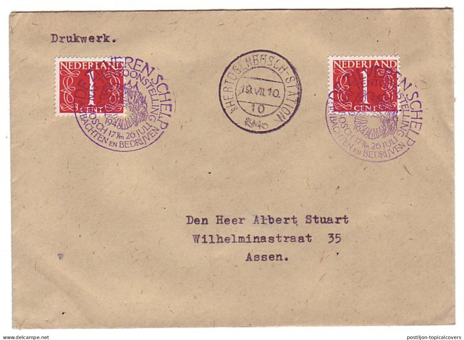 Cover / Postmark Netherlands 1948 Silver Shell - Craftsman Exhibition - Marine Life