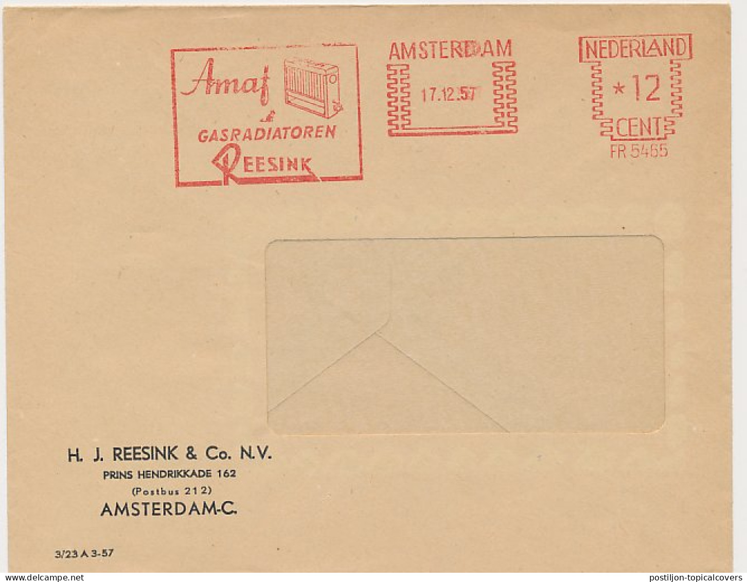 Meter Cover Netherlands 1957 Gas Radiator - Amsterdam - Unclassified