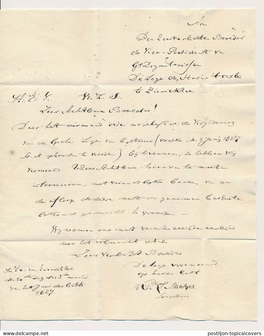 ZIERIKZEE FRANCO - Dordrecht 1827 - Vrijmetselarij - ...-1852 Precursores