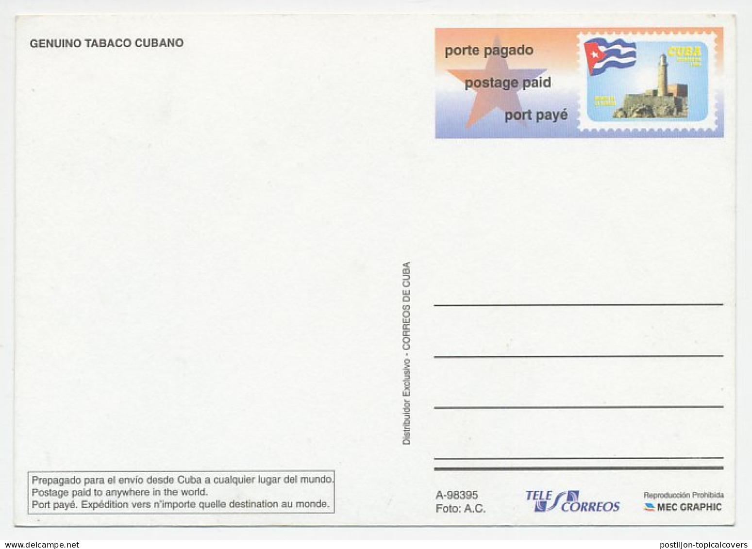 Postal Stationery Cuba Cigar - Cohiba - Tobacco