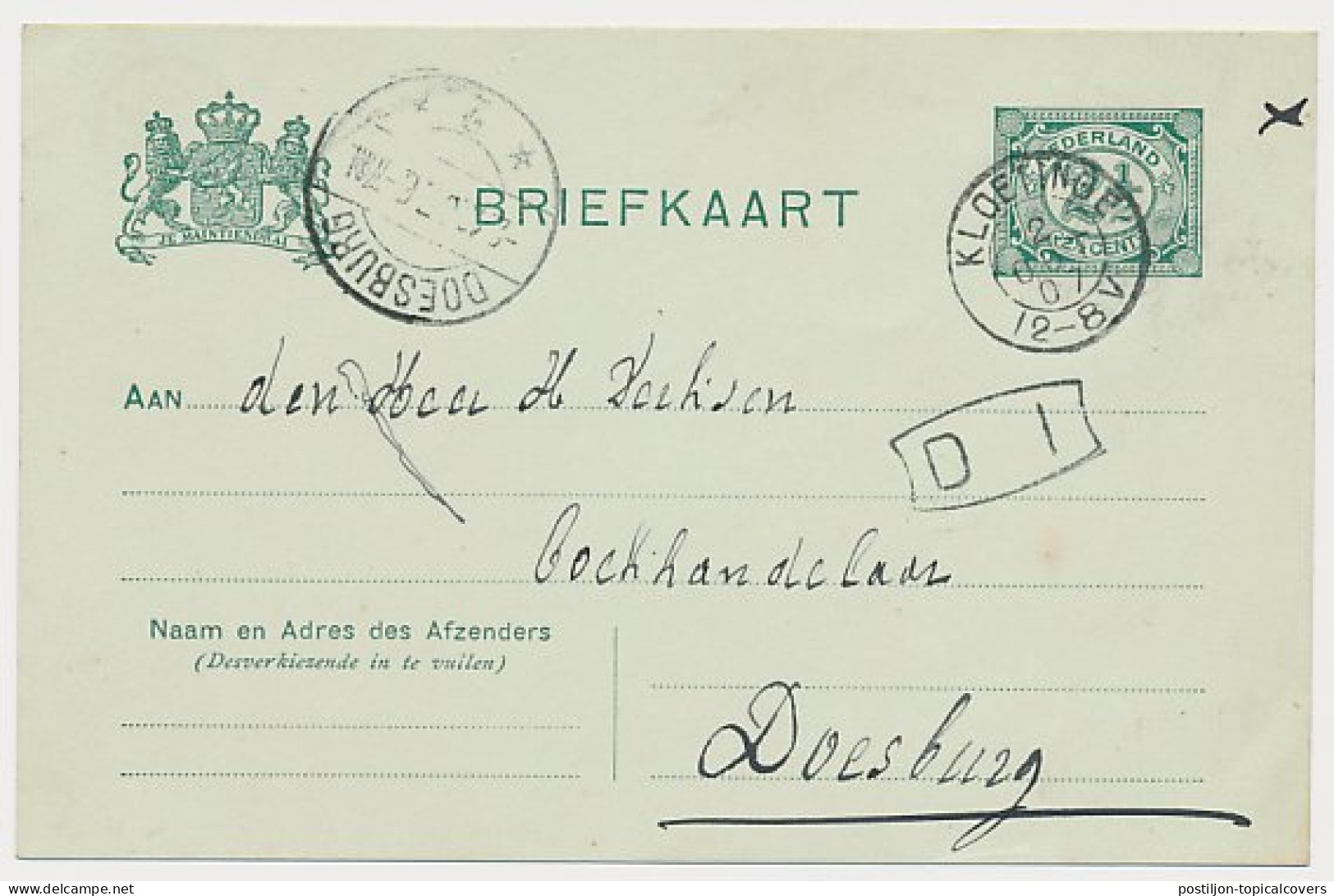 Kleinrondstempel Kloetinge 1907 - Non Classés