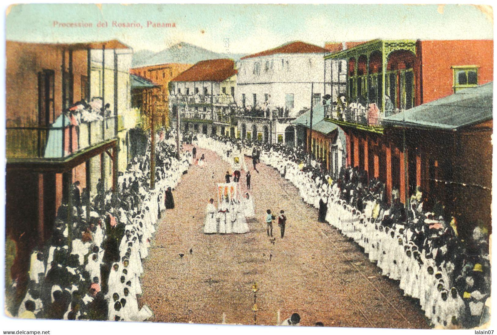 C. P. A. : PANAMA : Procession Del Rosario, Stamp In 1909 - Panama