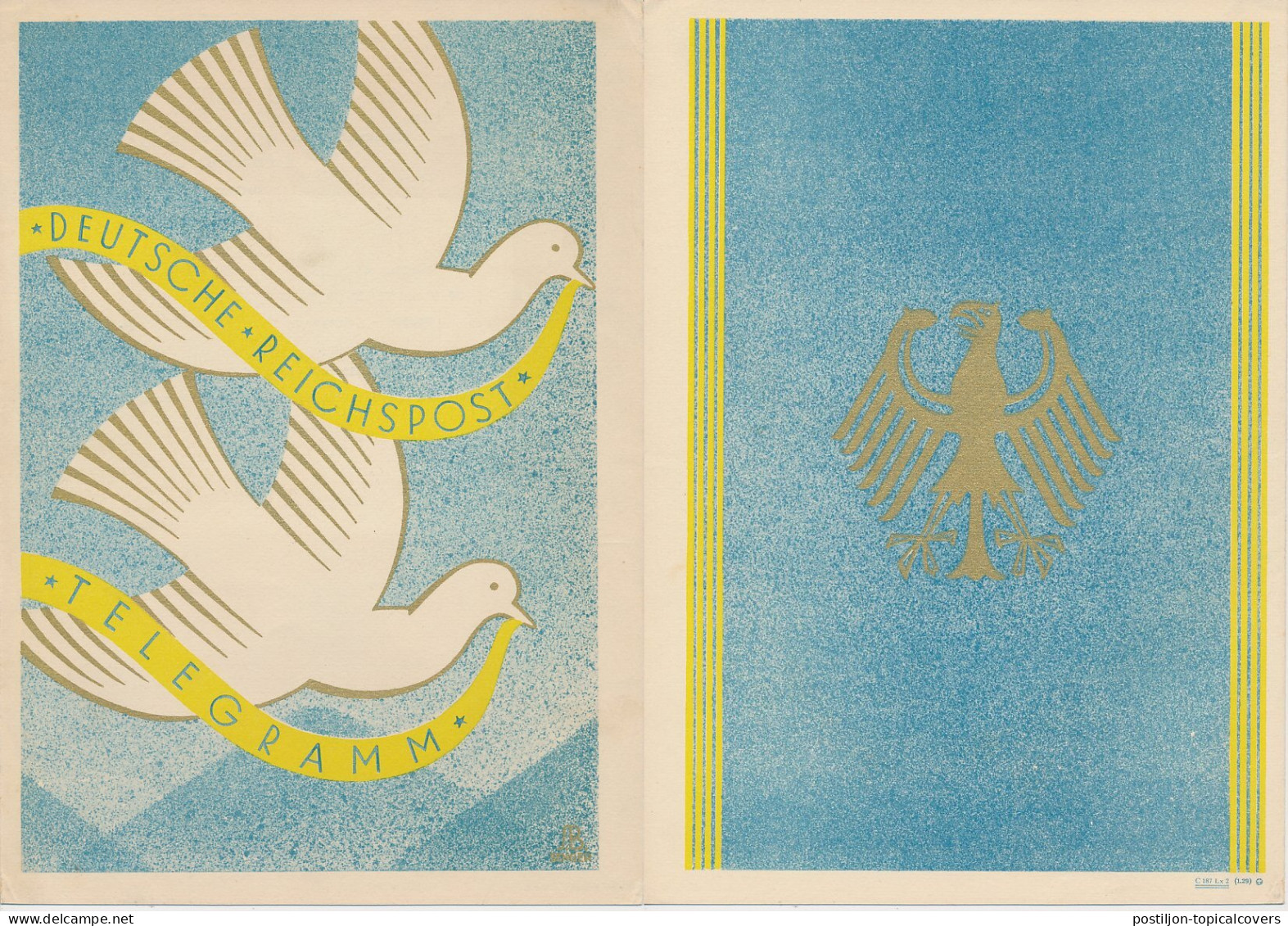 Telegram Germany 1929 - Schmuckblatt Telegramme Pigeons - Peace Dove - Altri & Non Classificati