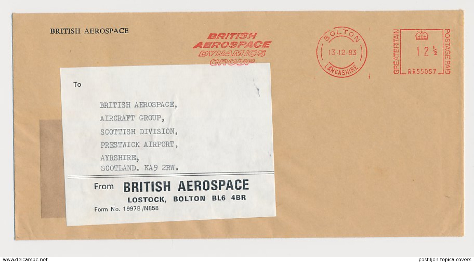 Meter Cover GB / UK 1983 British Aerospace - Dynamics Group - Sterrenkunde