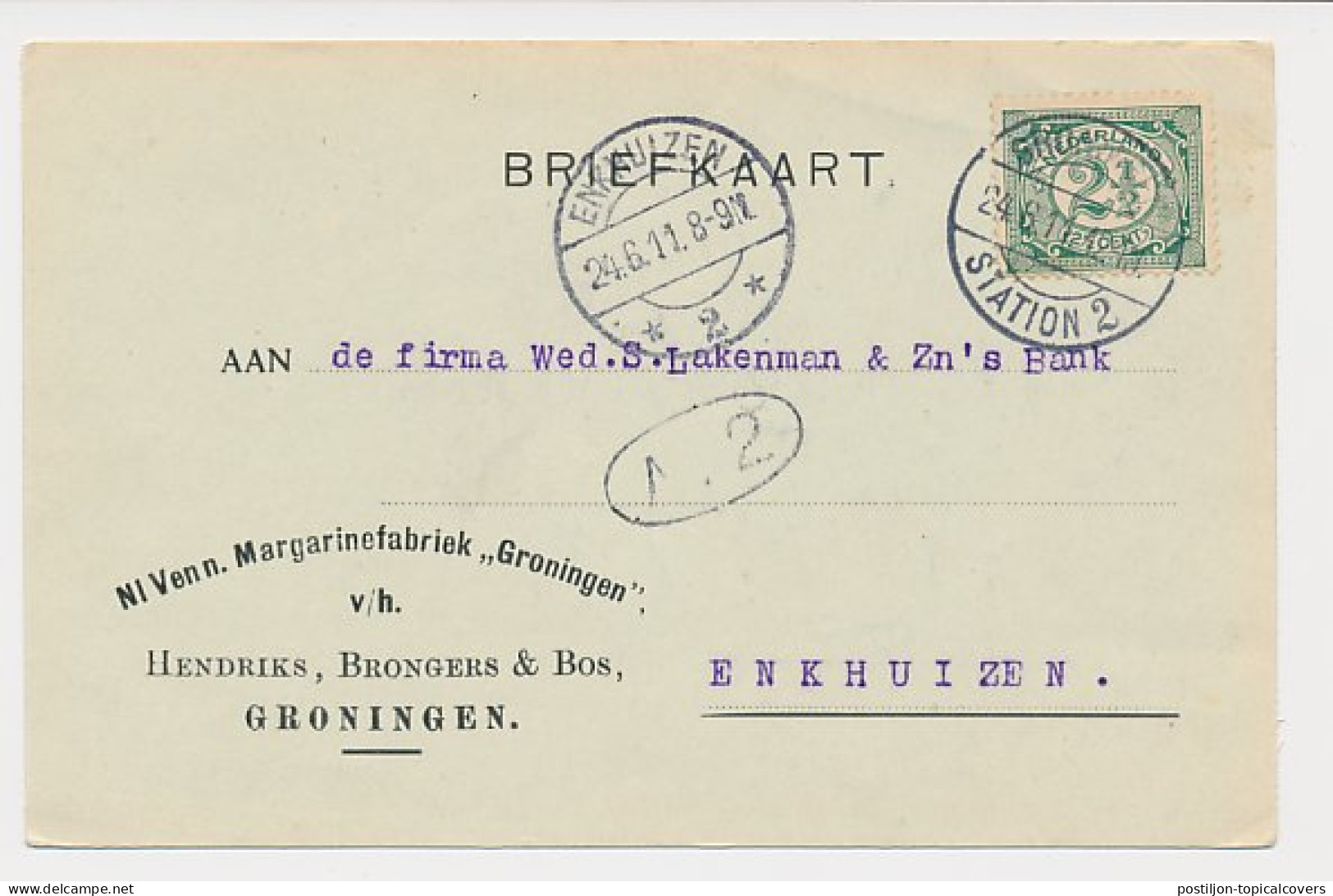 Firma Briefkaart Groningen 1911 - Margarinefabriek - Unclassified