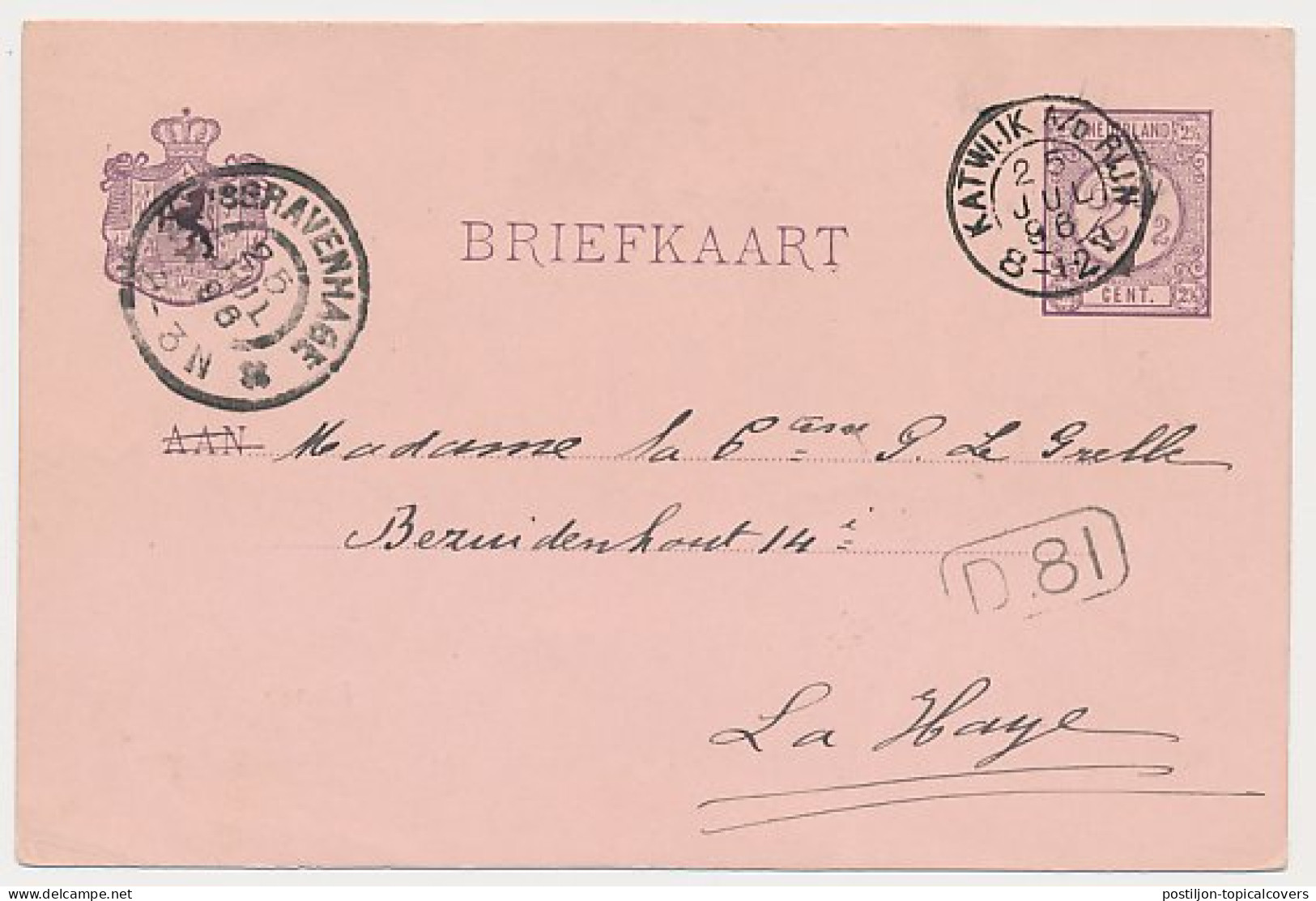 Kleinrondstempel Katwijk A/D Rijn 1896 - Unclassified