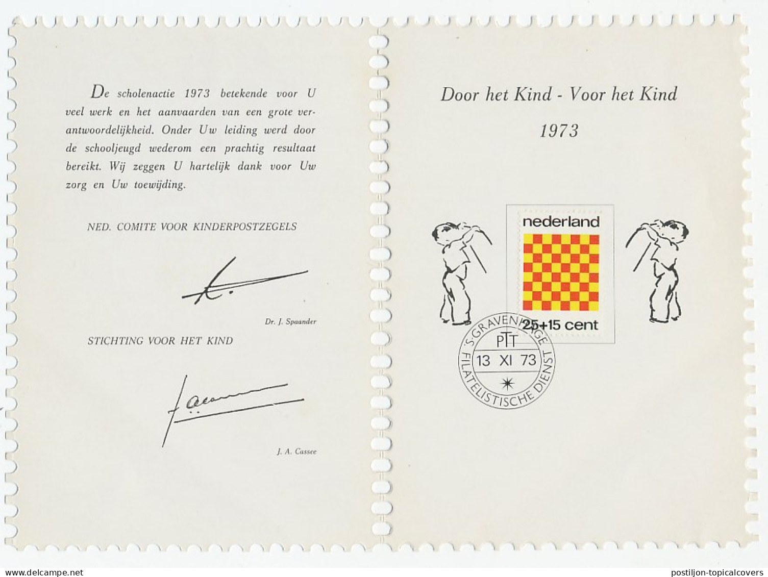 Thank You Card - Child Welfare Netherlands 1973 Chessboard - Non Classés