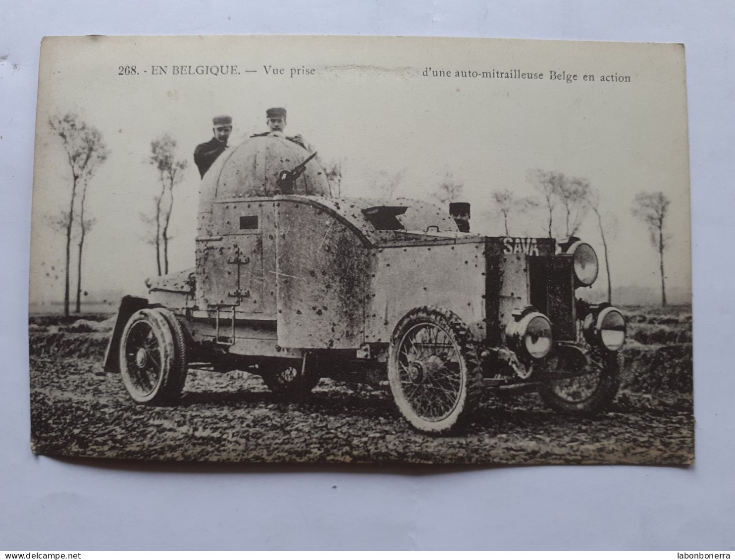 MILITARIA GUERRE EN BELGIQUE  VUE PRISE D'UNE AUTO MITRAILLEUSE - Patriottiche