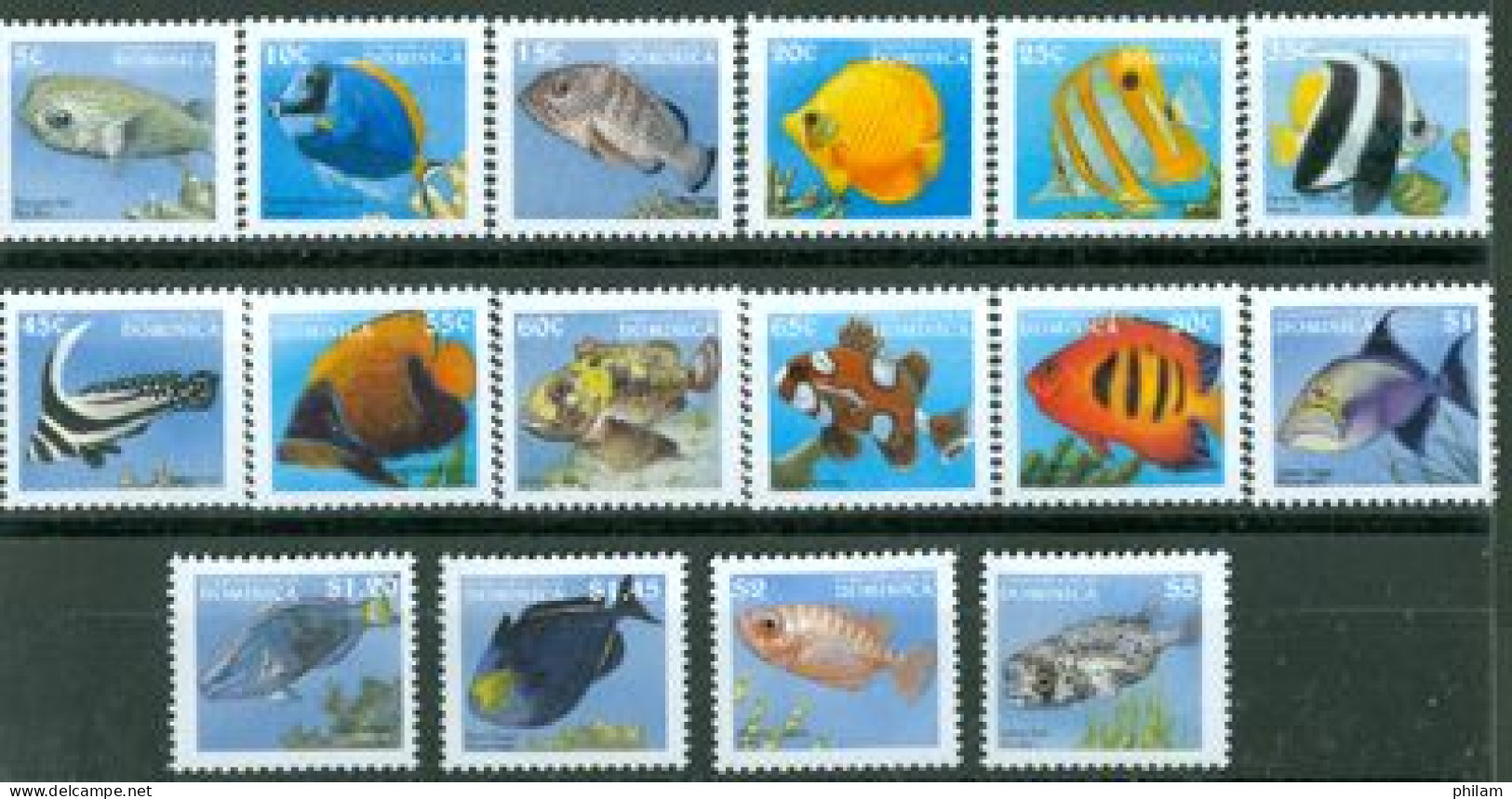 DOMINICA 1997 - Courante - Les Poissons- Format Réduit - 16 V. - Dominique (1978-...)