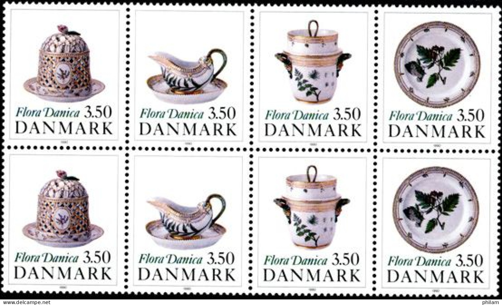 DANEMARK 1990 - La Porcelaine Danoise - 8 V. - Porcelana