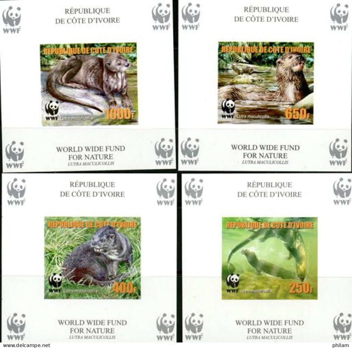 COTE D'IVOIRE 2005 - W.W.F.-Lutra Masculicollis-reprint-4 BF ND - Nuevos